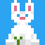 an animated pixel art style bunny eating a carrot