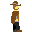 a walking animation of a pixel art style cowboy