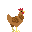 a walking animation of a pixel art style chicken hen