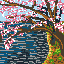 cherry tree 64 by 64 pixels with pixaki color palette