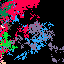 pixel art with large areas of red, blue,
    and black