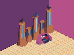 isometric pixel art pipe organ